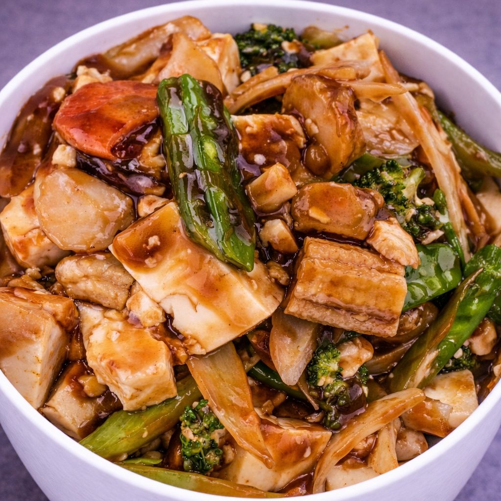 Steamed Tofu with Fresh Vegetable.